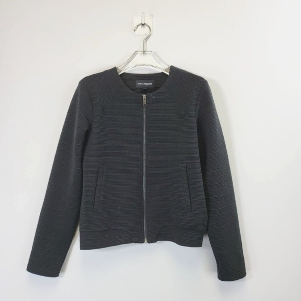 Cocktail Crop Blazer XS Black Zip Women Textured Career Basic Work KAPPAHL‎